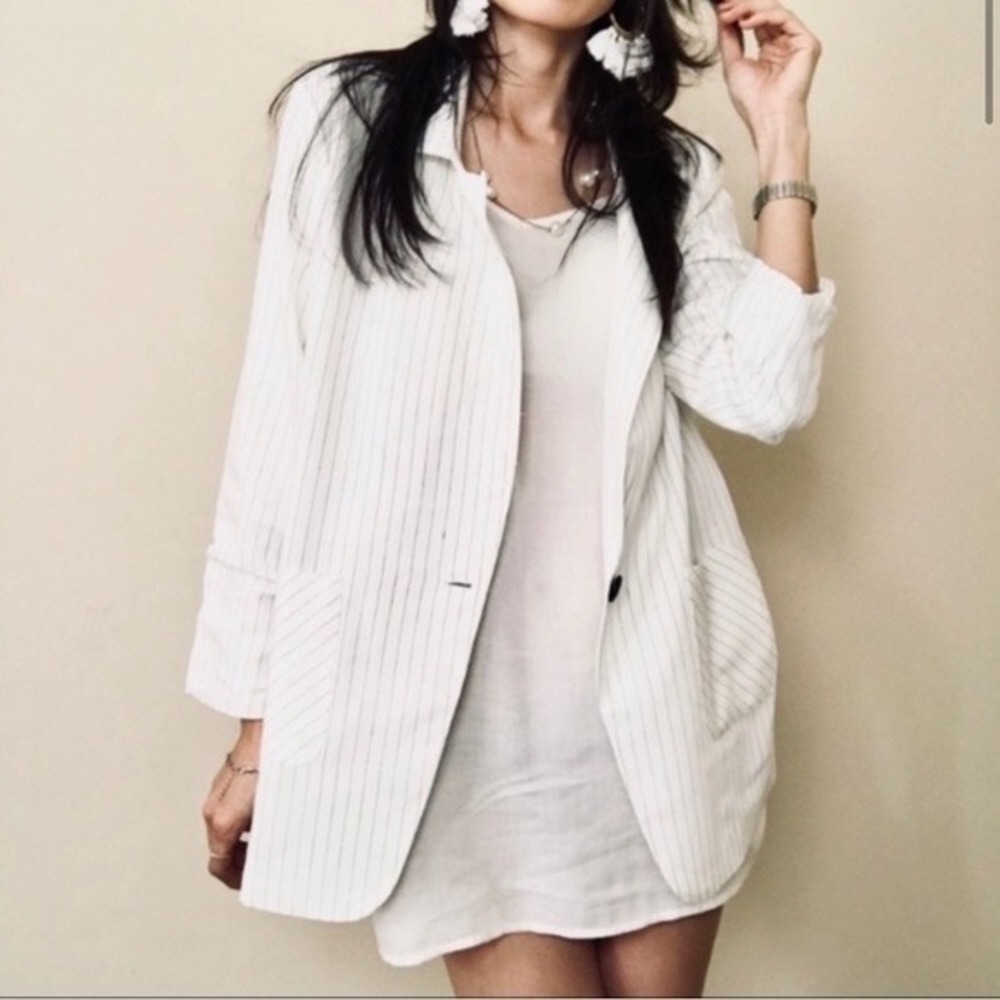 Drew Pinstripe Blazer Long Sleeve Career Casual Jacket Size‎ M